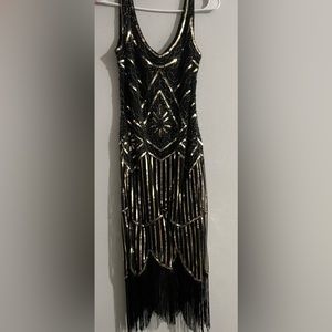 Black and Gold Flapper Dress